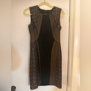 BCBGMazAzria cocktail midi dress with lace detailing